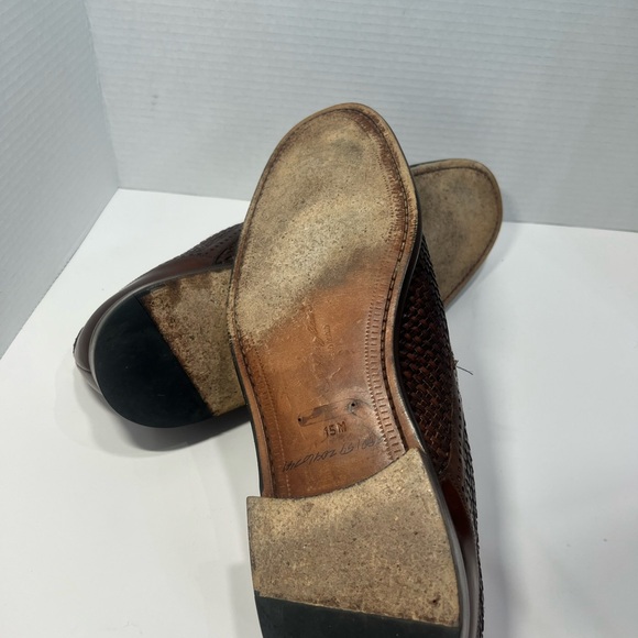 Mezlan Dark Brown Woven Leather Loafers - Picture 6 of 6